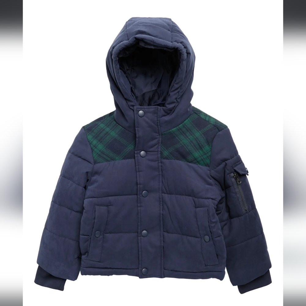 NWT "Kids"  ROTHSCHILD Plaid Yoke Puffer Jacket.